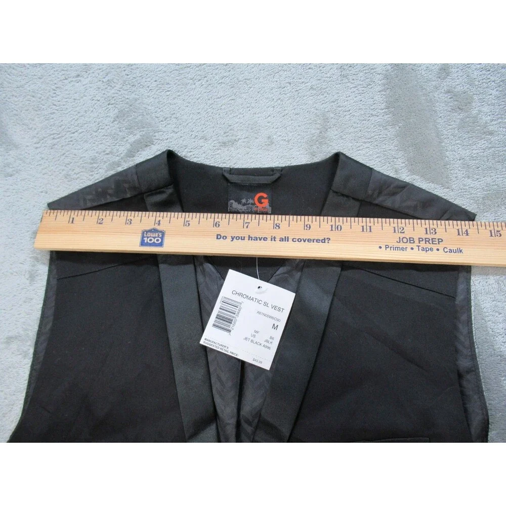 G By Guess Chromatic Suit Vest Men's Medium Black with Pockets Cotton